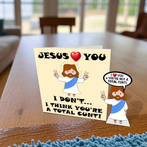 Jesus Loves You Card and Standee on desk