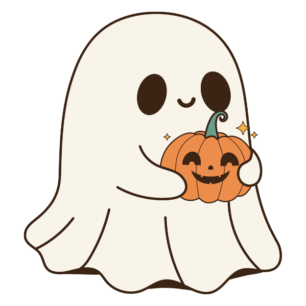 Pet Ghost holding a pumpkin