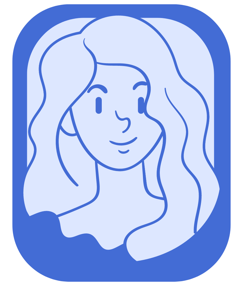 Blue Party People Review Icon of girl with long hair
