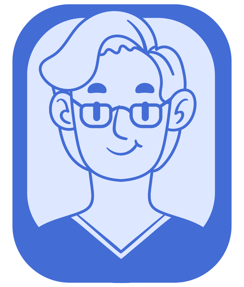 Blue Party People Review Icon of man with glasses