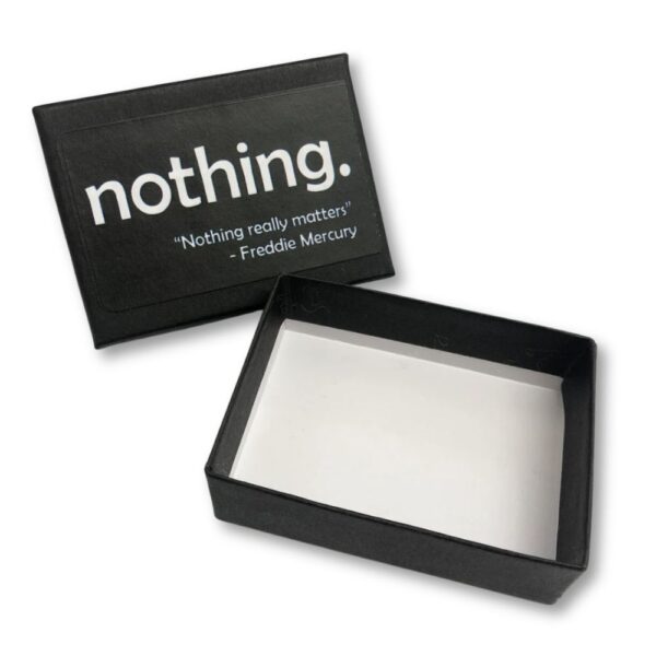 Empty Black Box with text that says "nothing"