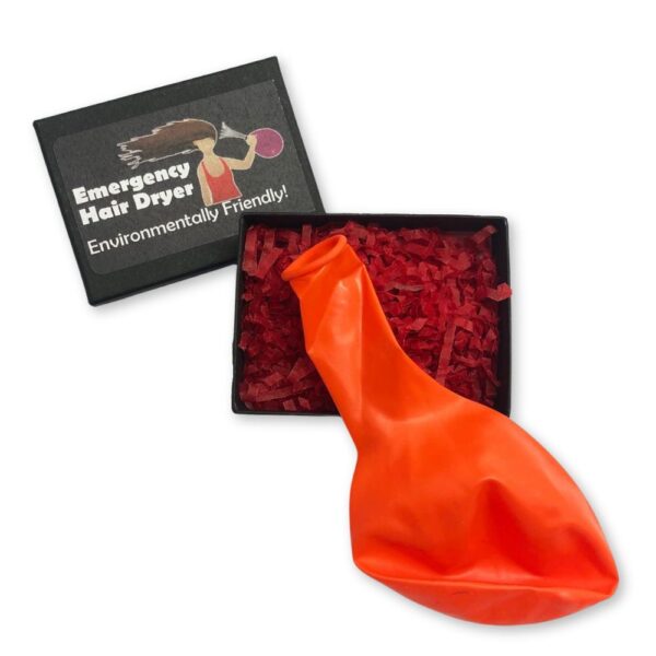 Orange Balloon as Emergency Hair Dryer - Funny Joke Gift