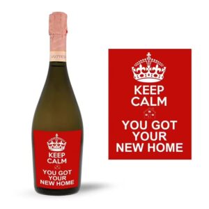 Personalised Keep Calm Bottle Label New Home