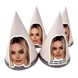 Personalised Beige Party Hat with Custom Text and Photo