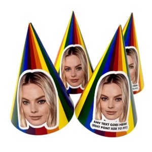 Personalised Rainbow Party Hat with Custom Text and Photo