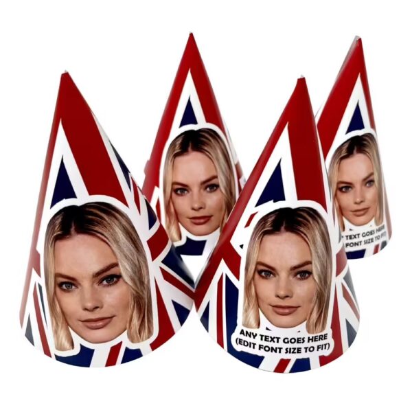 Union Jack Personalised Party Hat with Custom Text and Photo