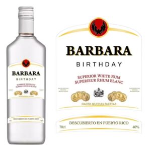 Personalised White Rum Bottle Label with Bacardi style