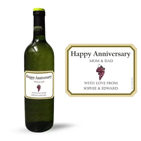 Personalised Wine Labels with Anniversary Example