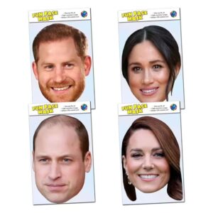 4 Pack of masks including Prince William, Kate Middleton, Prince Harry, Meghan Markle