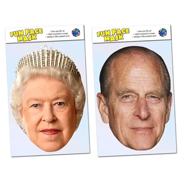 2 Pack of masks including Queen Elizabeth II and Prince Philip