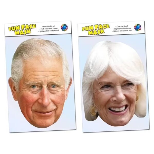 2 Pack of masks including Prince Charles III and Queen Camilla