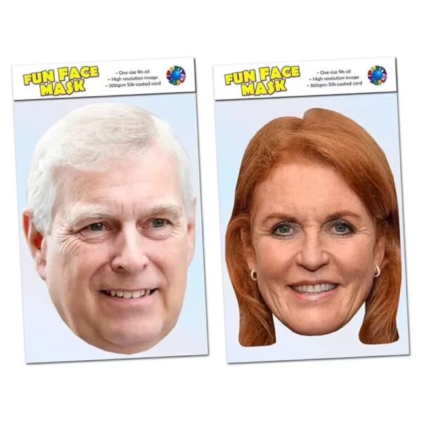 2 Pack of masks including Prince Andrew and Sarah Ferguson