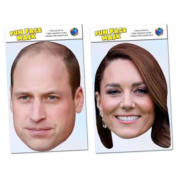 2 Pack of masks including Prince William and Kate Middleton