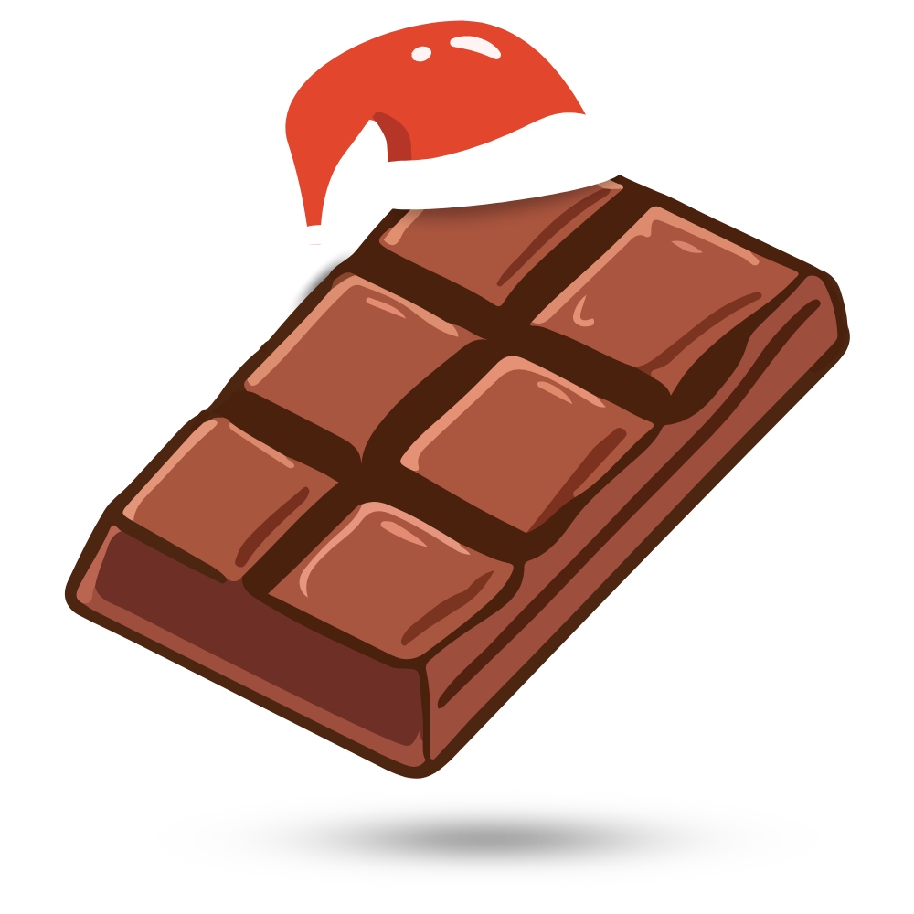 Christmas themed chocolate bar illustration