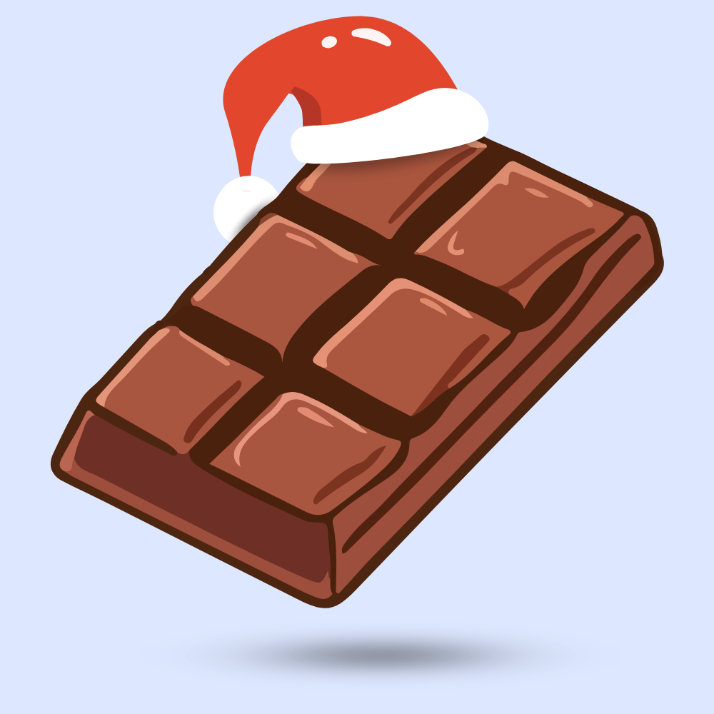 Christmas themed chocolate bar illustration