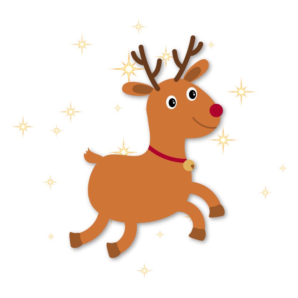 Cute Cartoon reindeer floating with sparkles