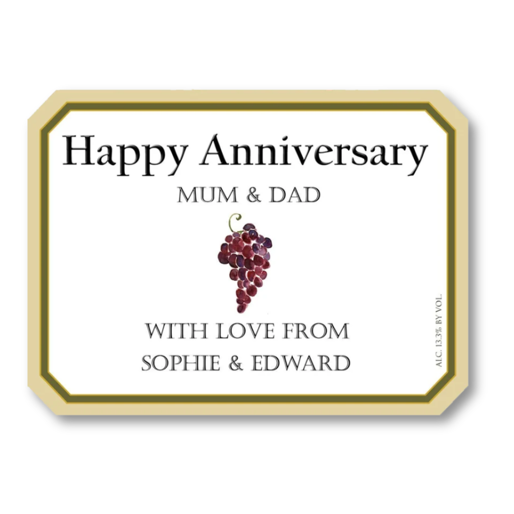 Happy Anniversary Personalised Wine Bottle Label