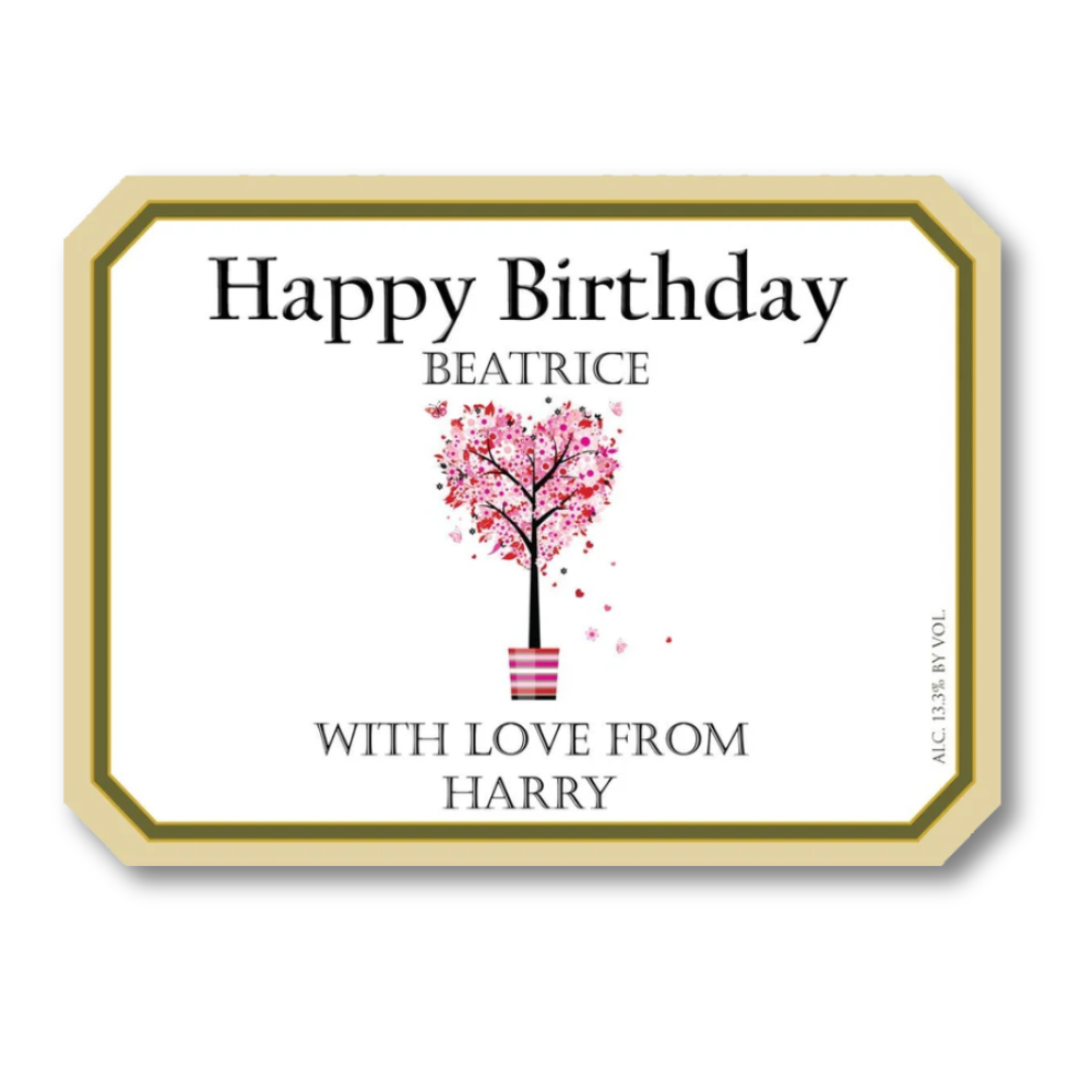 Happy Birthday Personalised Wine Bottle Label