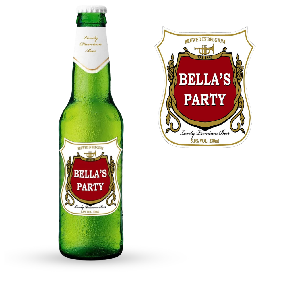 Single Personalised Beer Bottle Label with stella artois style