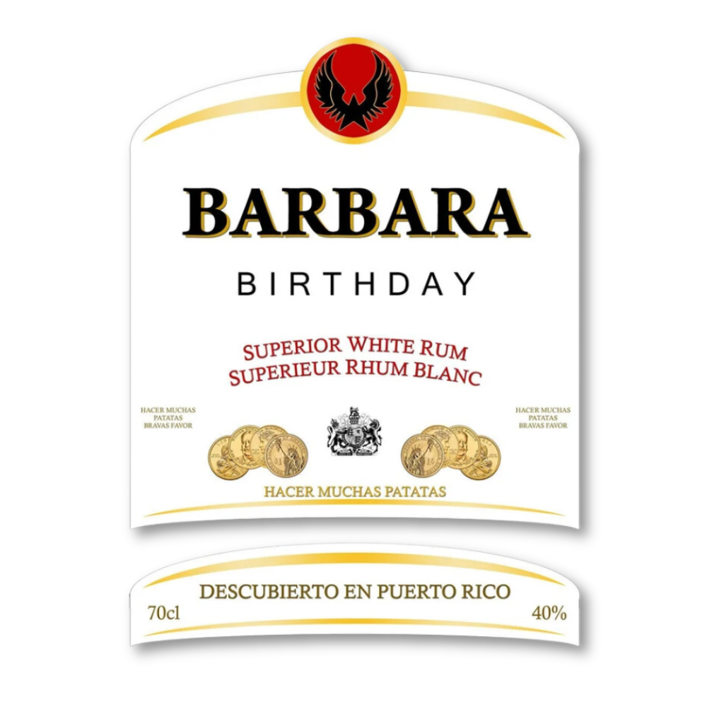 Personalised White Rum Bottle Label