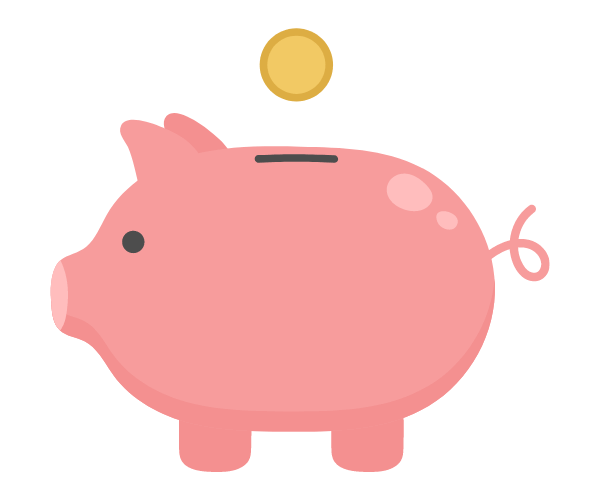 Pink Piggy Bank with Gold Coin above