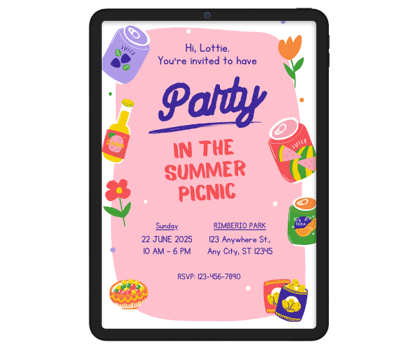 Ipad with Summer Party Invite