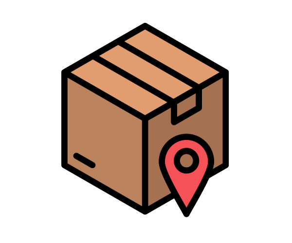 Brown Delivery Box with red pin point