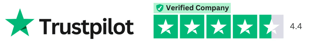 Trustpilot rating with green stars