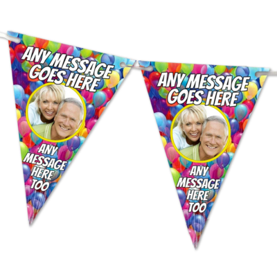 Personalised Bunting with balloon design and custom face and text added