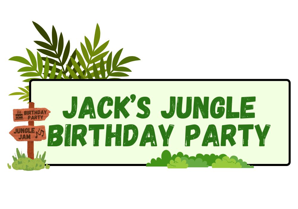 Jack's Jungle Birthday Party theme poster showcasing a fun and engaging virtual birthday party theme.