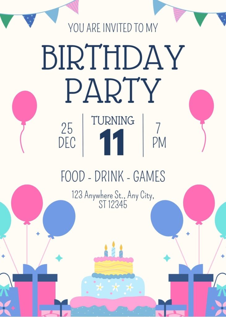 Fun Balloon Birthday Invitation