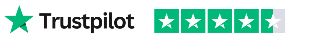 Trustpilot rating with green stars