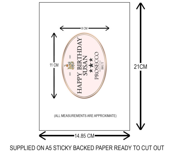 Pink Prosecco Label Dimensions